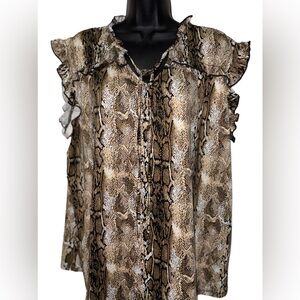 Snake Print Ruffle Sleeve Women's Top⭐️NWT⭐️
